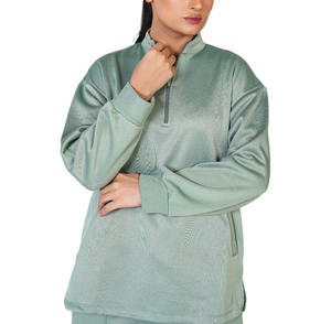 Ensemble de survêtement tendance personnalisé, léger, moderne et élégant, vert clair, simple, pour l'hiver, avec fermeture éclair, fourniture OEM - Product Image 3