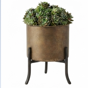 Maceta con Acabado Dorado, Macetas para Plantas de Jardín y Maceteros Metálicos, Decoración para Interiores y Exteriores, Macetero Decorativo de Tamaño Mediano - Product Image 4
