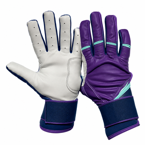 Custom Sinewy Sports Baseball/Softball Batting Gloves Purple High Quality Leather Padded <b>Hook</b> Loop Closure Lightweight Men'<b>s</b> - Product Image 1