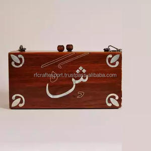 Bolso de noche hecho a mano antiguo Vintage de madera para mujer, caja de fiesta multimosaico, bolso de noche hecho a mano de La India - Product Image 5