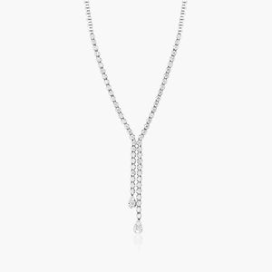 Lariat Natural Diamond Round Brilliant Cut Luxury <b>Necklace</b> in White Gold - Product Image 2