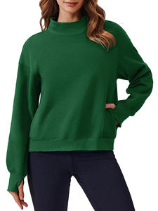 Womens <b>Black</b> Oversized Mock Neck Sweatshirt Premium Heavyweight Fleece <b>Long</b> Sleeve Pullover Casual <b>Top</b> - Product Image 4