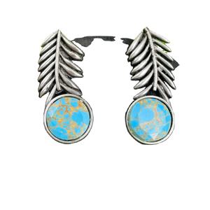 Pendientes de Plata Oxidada con Piedra Turquesa, Regalo para Ella - Product Image 1