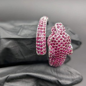 Anillo de Cabeza de Leopardo con Rubí Rosa, Plata 925, Chapado en Oro Blanco de 14K, Anillo de Joyería de Moda Hip Hop de Lujo para Hombre - Product Image 4