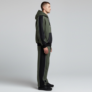 Uk Sizing Hooded Casual Solid Contrast Stitching Men's Tracksuit Wholesale 2 Piece Sports Set <b>Athletic</b> Wear Gym Fitness Set - Product Image 4