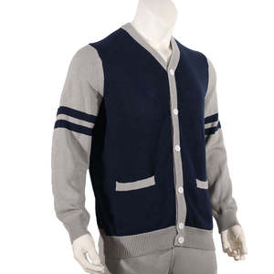 V-Neck Cotton Effortless Fashion Layer for Any Outfit Men's Front Logo <b>Cardigan</b> Sweater Chic Comfortable Knit Style - Product Image 6