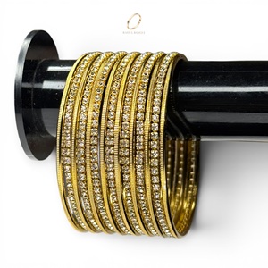 18K Gold Plated Hot Selling <b>Crystal</b> Bangles Set for Women Premium Indian Wedding Fashion Jewelry Wholesale Price - Product Image 1