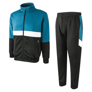 Ensemble de survêtement homme 2026 color block à manches longues, col montant, fermeture éclair, respirant, sportif, en tissu polyester-coton - Product Image 1