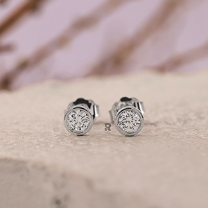 Classic Bezel Setting Round Diamond 1ct 2ct 3ct Lab Grown Diamond 10k 14k 18k Gold <b>Stud</b> <b>Earrings</b> for Women <b>Fine</b> Jewelry - Product Image 1