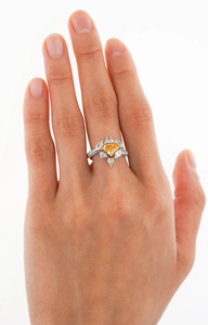 Bague Groupe de Citrines Géométriques Coupe Princesse Pierre Naturelle Plaqué Or 10K Vintage Bijoux de Fiançailles pour Femme - Product Image 4