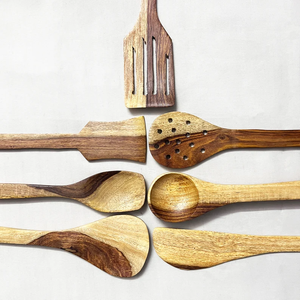 Juego de utensilios de cocina de madera de Sheesham hechos a mano |   Cuchara de cocina rústica - Product Image 3