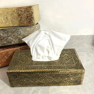 Boîte à mouchoirs en laiton métallique de qualité de luxe pour accessoires de vaisselle organisateur de serviettes boîte à mouchoirs décorative moderne porte-serviettes - Product Image 1