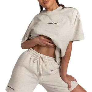 T-shirt à manches courtes en coton lourd de qualité supérieure et short avec un ensemble décontracté d'été en 2 pièces pour hommes - Product Image 4