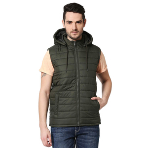 Chaleco Acolchado con Capucha para Hombre, Color Sólido, Cierre de Cremallera, Impermeable, Reversible, Cortavientos, Ropa de Invierno Informal, Relleno de Poliéster - Product Image 4