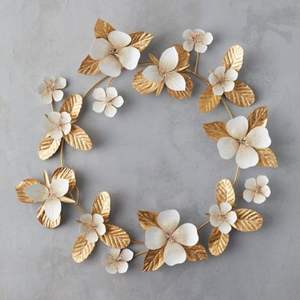 Décoration murale en feuille d'or, art mural en feuille métallique, couronne murale décorative, couronne en métal doré, anneau décoratif mural rond, décoration murale de luxe - Product Image 2