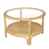 Table basse moderne en rotin de haute qualité avec dessus en verre, OEM, variété de choix, rotin fabriqué à la main, bonne fabrication, fabriqué au Vietnam