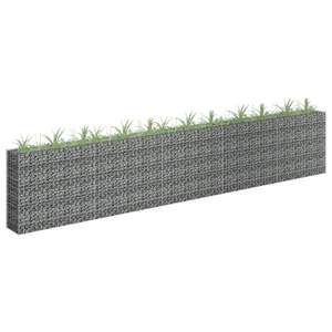 Bac à plantes surélevé en gabion 177,2 x 11,8 x 35,4 po en acier galvanisé argenté pour jardin - Product Image 1