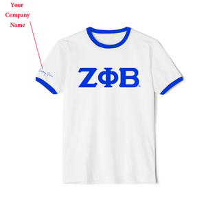 T-shirt personnalisé Zeta Phi Beta Sorority Ringer avec lettres grecques brodées ZPB – Vente en gros de vêtements grecs OEM ODM - Product Image 1
