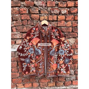 เสื้อแจ็คเก็ตกำมะหยี่แบบยูนิเซ็กซ์ เสื้อแจ็คเก็ตปักลายแฮนด์เมดพร้อมกระเป๋าข้างสองข้าง เสื้อแจ็คเก็ตสไตล์โบโฮชิค เสื้อแจ็คเก็ตลำลอง เสื้อโค้ทผู้หญิง - Product Image 1