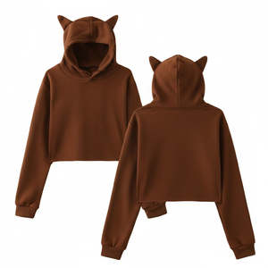 Sudaderas con Capucha para Mujer al por Mayor, Sudaderas Personalizadas con Orejas de Gato, Sudadera Corta, Sudadera de Algodón Grueso, Cómoda y Elegante - Product Image 4