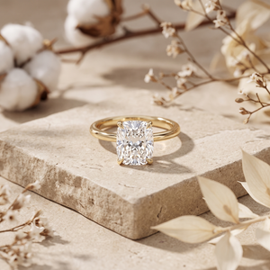แหวนเพชรทรงคุชชั่นทองคำขาว 14K 2 กะรัต แหวนสัญญาแบบสั่งทำพิเศษ ของขวัญสำหรับเธอ - Product Image 1