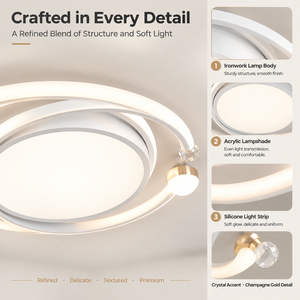 Plafonnier LED moderne à intensité variable de 100W, avec télécommande, trois températures de couleur, pour salon, salle à manger - Product Image 4