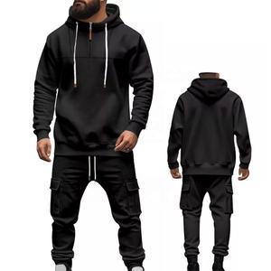 Econex-Survêtement de sport 2 pièces pour homme, sweat à capuche + pantalon cargo, tenues de jogging avec logo personnalisé, top ventes - Product Image 4