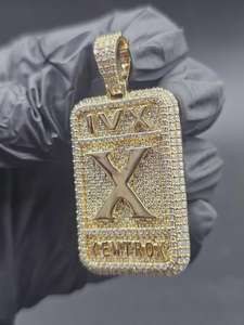 Pendentif personnalisé en argent sterling 925 plaqué or 18 carats avec moissanite taille brillant rond, style hip-hop, pour homme - Product Image 4