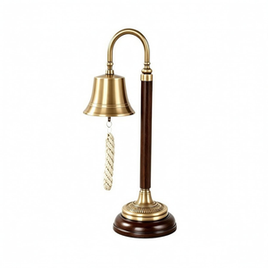 Campana de Mesa de Latón Hecha a Mano con Base de Madera, Campana de Escritorio Clásica para el Hogar y la Oficina, Decoración con Campana - Product Image 1