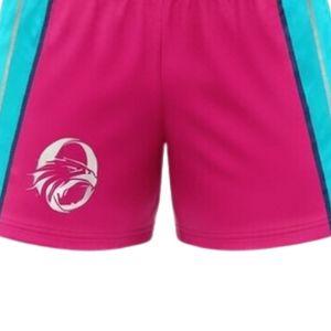 Shorts de netball unisexe rose turquoise sublimés en polyester, vêtements de sport légers pour équipes, avec empiècements latéraux, pour l'entraînement - Product Image 6