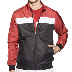 Chaqueta Bomber Roja y Negra para Hombre, Rellena de Plumón, Cuello Alto, Mangas Largas, Diseño de Bloques de Color, Ropa de Abrigo Informal de Invierno para Senderismo - Product Image 1