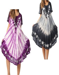 2025 élégant brodé grande taille écologique une pièce rayonne maillots de bain robe couverture cravate teinture motif Animal plage Caftan - Product Image 1