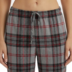 Pantalon de pyjama à carreaux écossais pour femmes, gris et rouge, en flanelle douce, avec cordon de serrage, taille élastique, bas de pyjama - Product Image 6