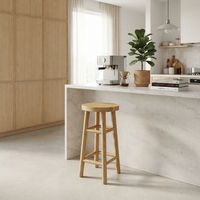 Chaise haute de salle à manger en teck massif de qualité alimentaire, écologique, durable, fabriquée à la main, minimaliste, pour îlot de cuisine