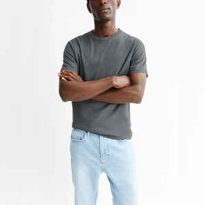 T-shirt d'été personnalisé pour homme, coupe oversize, col rond, décontracté, uni, en coton épais, imprimé graphique - Product Image 4