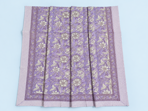 Purple <b>Floral</b> Knitted Maxi Cover up Quilt Blanket 100% Cotton Print <b>Bedspread</b> Soft Throw for Home Decor - Product Image 1