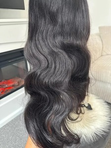Peluca larga con diseño único en forma de U, cabello humano liso y sedoso, mezcla natural, para fiestas y uso diario, disponible para la venta. - Product Image 2