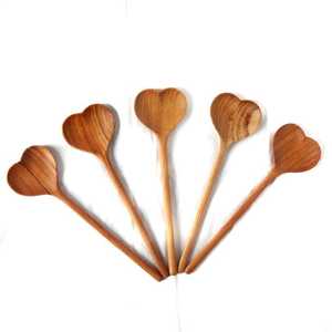 Ensemble de cuillères en bois faites à la main, forme ovale rustique naturelle, polies, durables, ustensiles de cuisine, usage domestique - Product Image 2