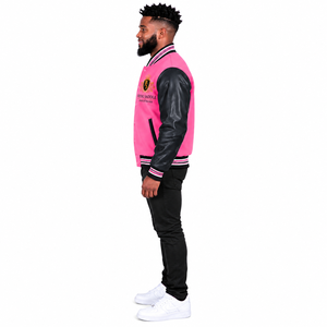 Chaqueta Varsity Personalizada para Hombre, Chaqueta Bomber Letterman con Mangas de Cuero, Cierre de Cremallera, Corte Regular, Logotipo de Equipo o Escuela - Product Image 4