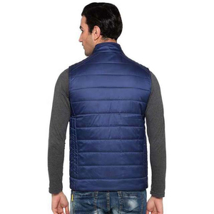 Gilet matelassé pour homme, col montant, fermeture éclair, coupe-vent, veste décontractée, rembourrage en polyester, couleur unie, veste d'automne, doudoune - Product Image 2