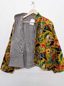 Latest Design Yellow Floral Soft Velvet Bomber <b>Jacket</b> For Women Luxury Winter Coat Boho Bridal Outerwear Elegant <b>Bridesmaid</b> - Product Image 4