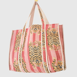 <b>Corduroy</b> Tiger Print Tote <b>Bag</b> With Embroidery Striped Pink Fashion Women's Shopping <b>Bag</b> All Seasons - Product Image 2