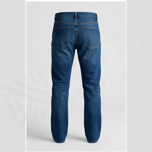 Jean en denim coupe droite délavé foncé pour homme, taille mi-haute, en coton, style décontracté automne - Product Image 2