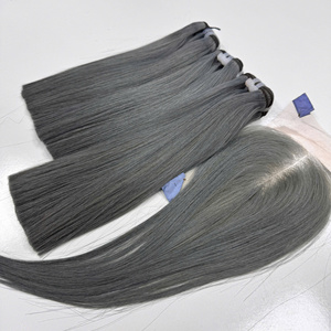 Color gris fresco vietnamita humano Color natural precio de fábrica extensiones de cabello hueso pelo liso - Product Image 1