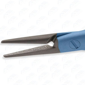 Porte-aiguilles micro en titane à mâchoires droites, instruments médicaux, poignée plate, forceps chirurgical pour microchirurgie 14 cm / 5,5 pouces - Product Image 2