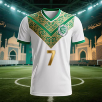 Camiseta de Fútbol para Hombre con la Bandera de Arabia Saudita, Cuello en V, Manga Corta, Transpirable, Deportiva, Emblema Nacional, Diseño Digital 3D