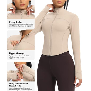 Women's Plus Size High Quality <b>Gym</b> Jacket Quick-Drying Zipper Windproof <b>Long</b>-<b>Sleeved</b> Tight-Fitting Top Running Sports Breathable - Product Image 5