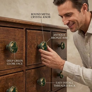 Ba Kosmo Globe Bronze Cabinet <b>Knobs</b> Round Modern Eco-Friendly Dresser Handle Durable Furniture Hardware for Living Room & Gym - Product Image 2