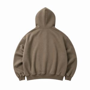 Sweat-shirt pour homme en coton épais, coupe ajustée, 450 GSM, gris chiné, taille S, fermeture éclair sur le devant, personnalisable, vente en gros - Product Image 2