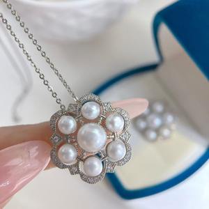 Ensemble de bijoux de mode de haute qualité, collier à double boucle avec perles d'eau douce de 5,5 à 6 mm, perles à double rangée presque propres - Product Image 2